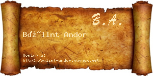 Bálint Andor névjegykártya